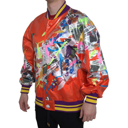 Dolce & Gabbana Orange Polyester Button Blouson Jacket