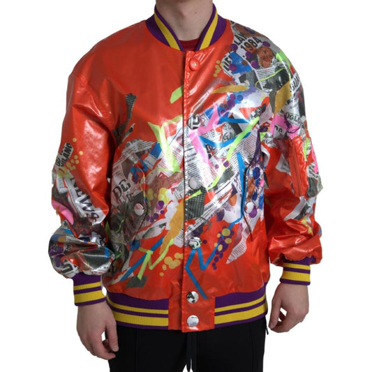 Dolce & Gabbana Orange Polyester Button Blouson Jacket