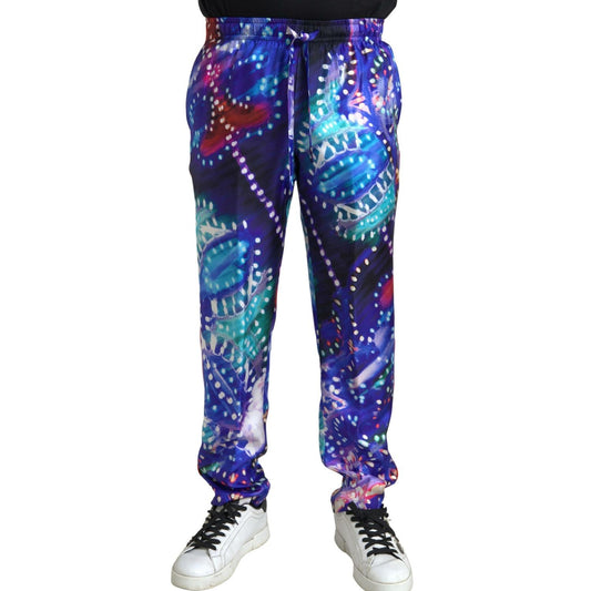 Dolce & Gabbana Multicolor Printed Silk Men Trouser Pants 1728,67345645728,Athletic Pants - Pants - Clothing,Clothing,Dolce & Gabbana,IT48 | M,IT52 | L,Jeans & Pants - Men - Clothing,Joggers (workout pants) - Sportswear - Clothing,Material: 100% Silk,Men,