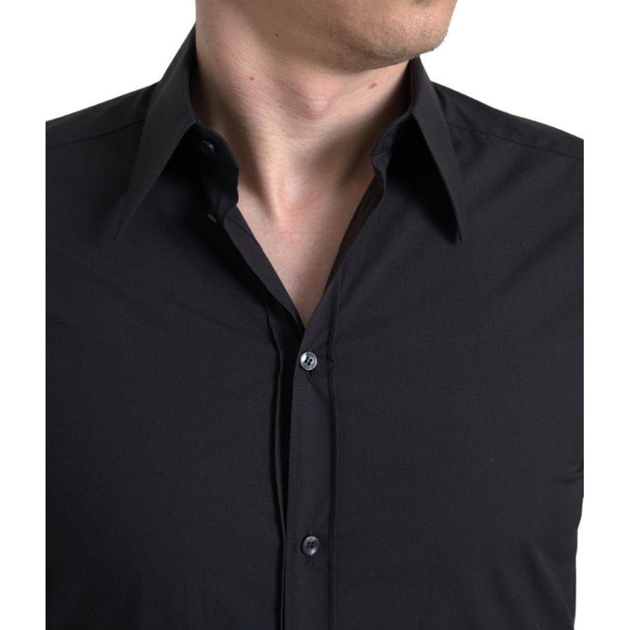 Dolce & Gabbana Elegant Slim Fit Black Cotton Dress Shirt Dolce & Gabbana