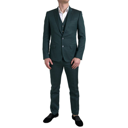 Dolce & Gabbana Green 3 Piece Single Breasted MARTINI Suit 1728,25% Polyester,29% Silk,67345645728,Clothing,Dolce & Gabbana,Green,IT44 | XS,Material: 46% Cotton,Men,Men - Clothing,New with tags,Suits & Blazers - Clothing,Suits - Men - Clothing,Three-Piece