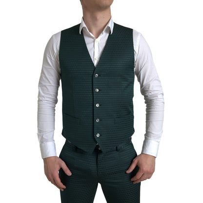 Dolce & Gabbana Green 3 Piece Single Breasted MARTINI Suit 1728,25% Polyester,29% Silk,67345645728,Clothing,Dolce & Gabbana,Green,IT44 | XS,Material: 46% Cotton,Men,Men - Clothing,New with tags,Suits & Blazers - Clothing,Suits - Men - Clothing,Three-Piece