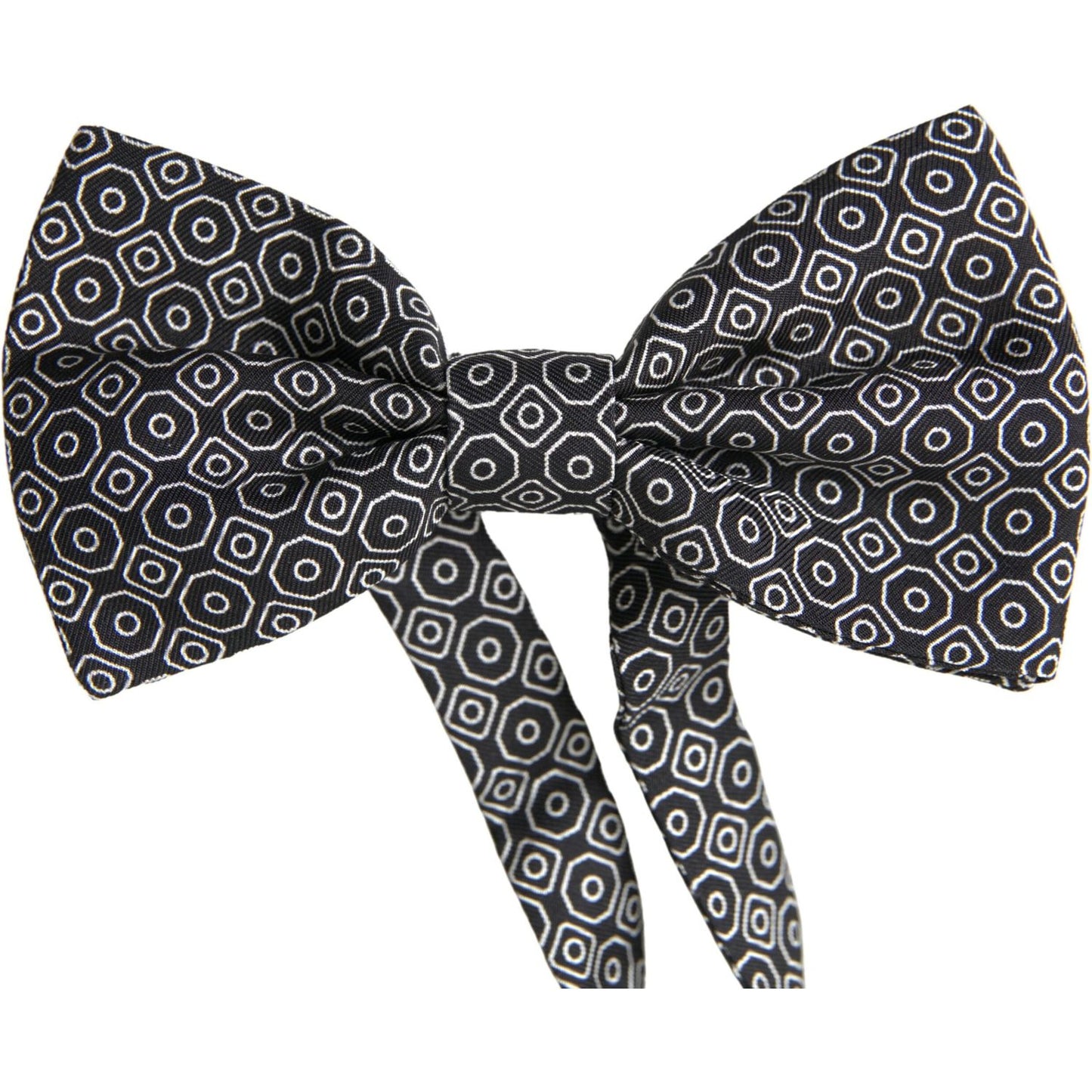 Dolce & Gabbana Black White Pattern Adjustable Neck Papillon Bow Tie