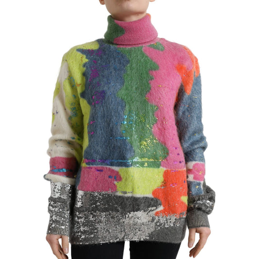 Dolce & Gabbana Multicolor Mohair Turtleneck Pullover Sweater 1728,29% Nylon,5% Wool,67345645728,Clothing,Dolce & Gabbana,IT38 | XS,Material: 66% Mohair,Multicolor,New with tags,Sweaters - Clothing,Sweaters - Women - Clothing,Turtlenecks - Sweaters - Clot