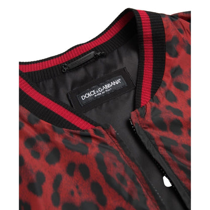 Dolce & Gabbana Red Leopard Bomber Short Coat Jacket 1728,67345645728,Bombers - Jackets & Coats - Clothing,Clothing,Dolce & Gabbana,IT44 | XS,IT46 | S,Jackets & Coats - Clothing,Jackets - Men - Clothing,Material: 100% Nylon,Men,Men - Clothing,New with tag