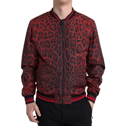 Dolce & Gabbana Red Leopard Bomber Short Coat Jacket 1728,67345645728,Bombers - Jackets & Coats - Clothing,Clothing,Dolce & Gabbana,IT44 | XS,IT46 | S,Jackets & Coats - Clothing,Jackets - Men - Clothing,Material: 100% Nylon,Men,Men - Clothing,New with tag