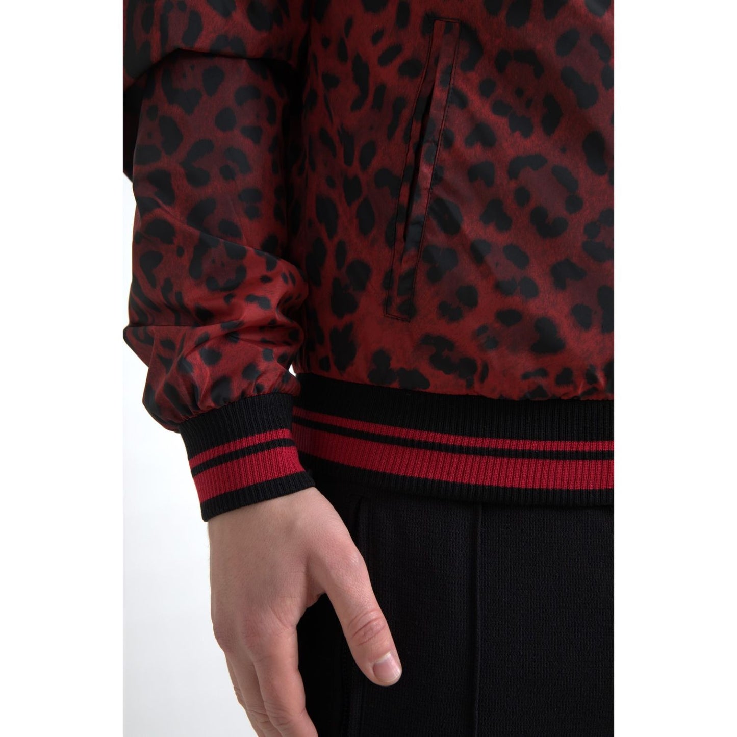 Dolce & Gabbana Red Leopard Bomber Short Coat Jacket 1728,67345645728,Bombers - Jackets & Coats - Clothing,Clothing,Dolce & Gabbana,IT44 | XS,IT46 | S,Jackets & Coats - Clothing,Jackets - Men - Clothing,Material: 100% Nylon,Men,Men - Clothing,New with tag