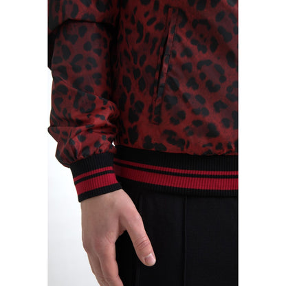 Dolce & Gabbana Red Leopard Bomber Short Coat Jacket 1728,67345645728,Bombers - Jackets & Coats - Clothing,Clothing,Dolce & Gabbana,IT44 | XS,IT46 | S,Jackets & Coats - Clothing,Jackets - Men - Clothing,Material: 100% Nylon,Men,Men - Clothing,New with tag