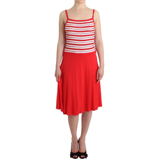 Roccobarocco Red striped jersey A-line dress 1728,67345645728,Clothing,Dresses - Clothing,Dresses - Women - Clothing,IT44|L,Material: Cotton Blended,Midi - Dresses - Clothing,New with tags,Red,Roccobarocco,Sleeveless - Dresses - Clothing,Women,Women - Clo