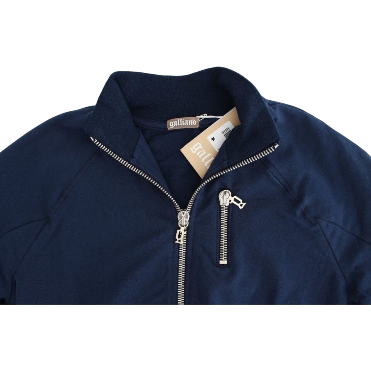 John Galliano Chic Blue Zip Cardigan with Logo Detail John Galliano