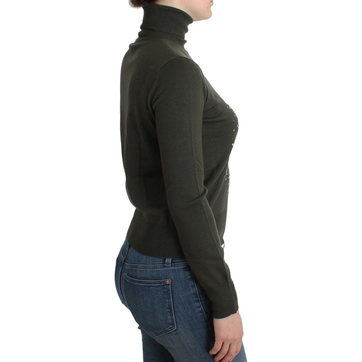 John Galliano Green wool turtleneck sweater