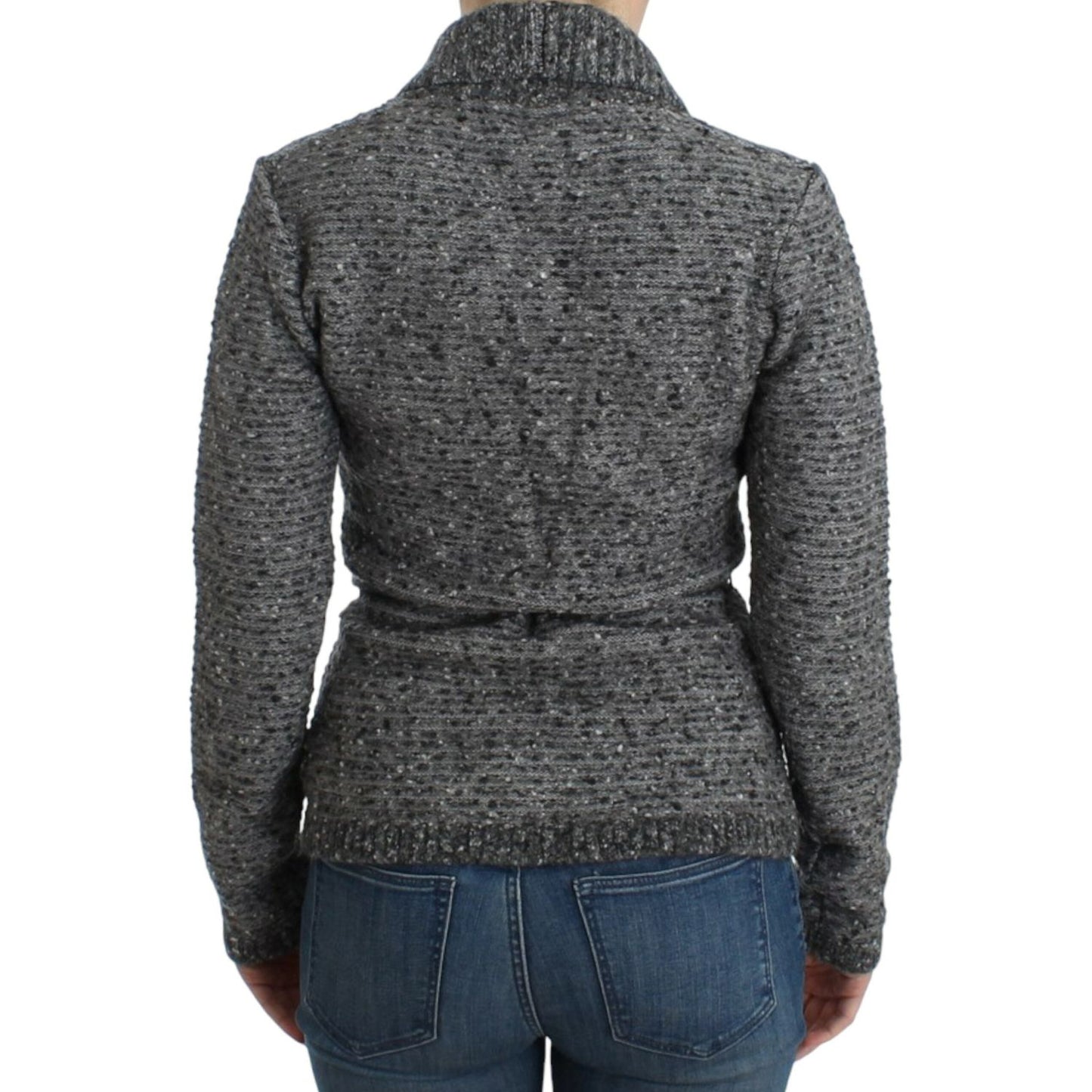 Cavalli Elegant Gray Wool Blend Cardigan Cavalli