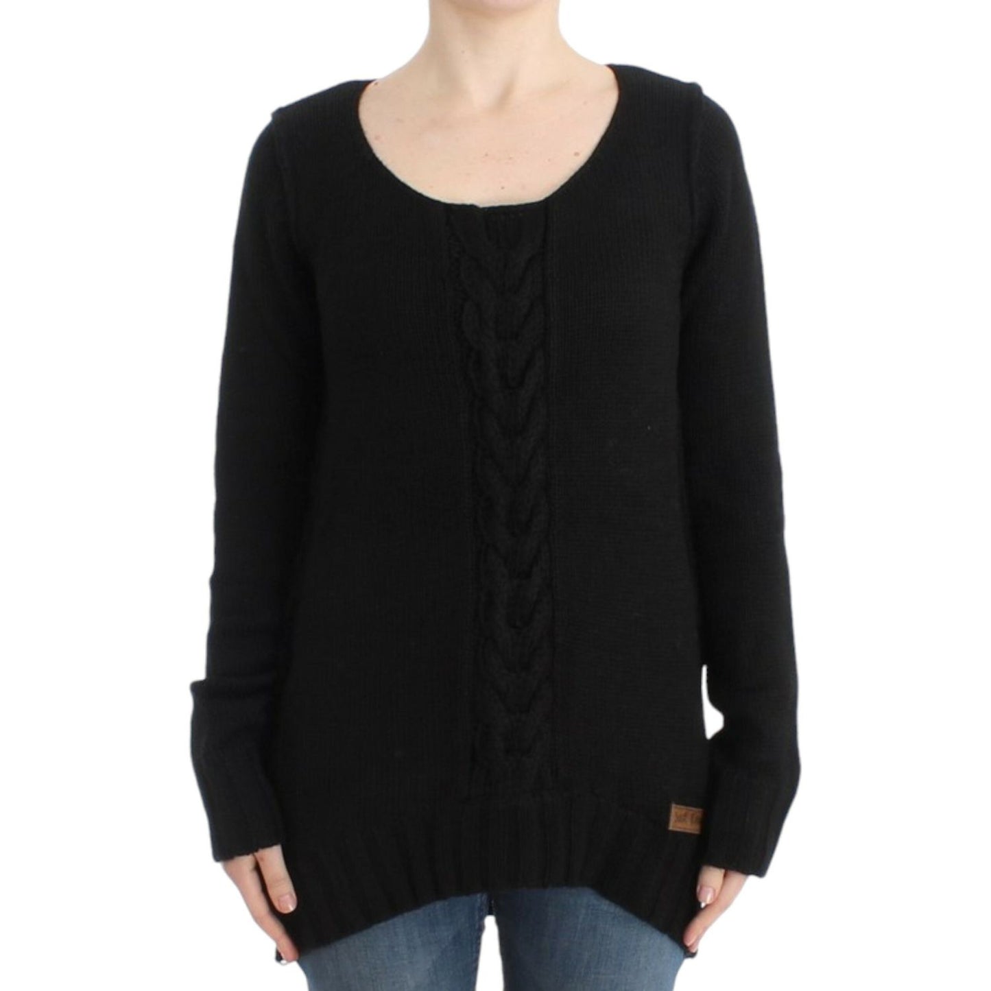 Cavalli Alluring Black Knitted Crew Neck Sweater Cavalli