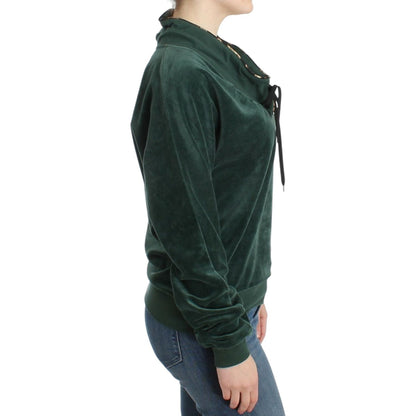 Cavalli Green velvet cotton sweater