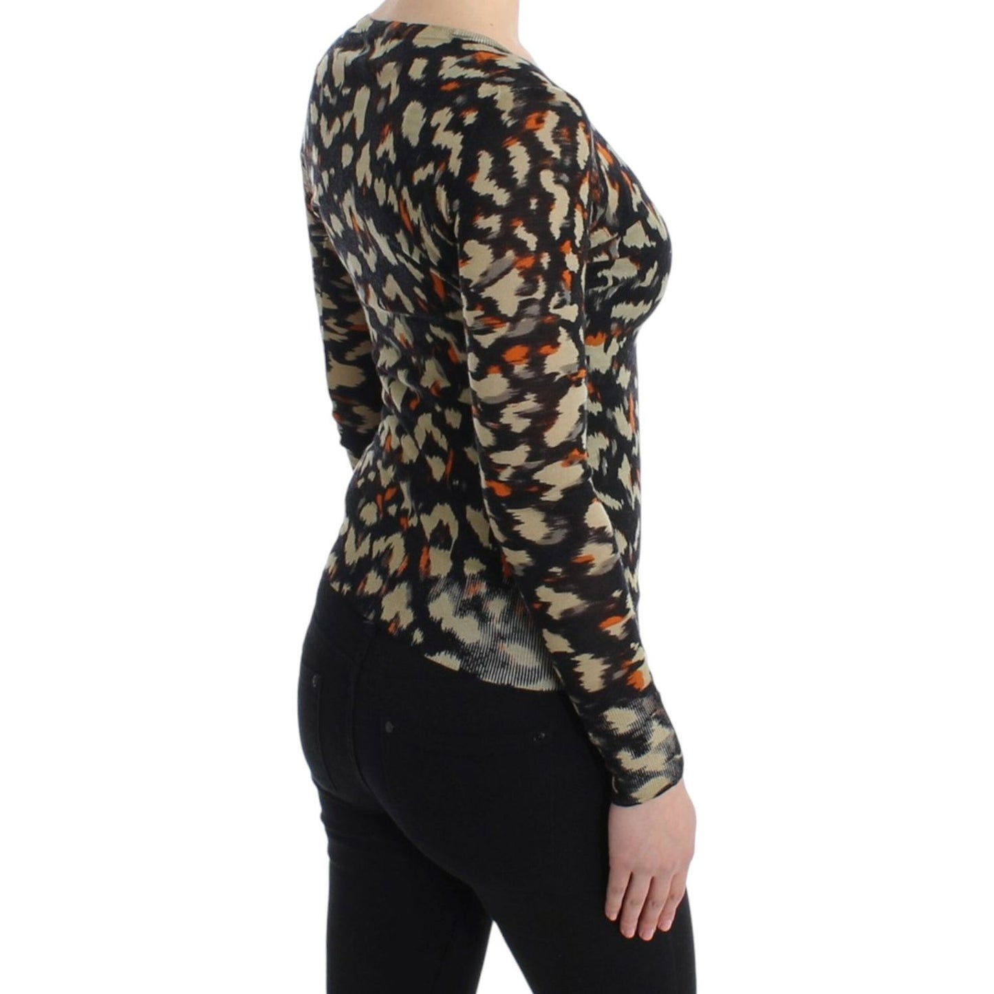 Cavalli Multicolor v-neck wool jumper
