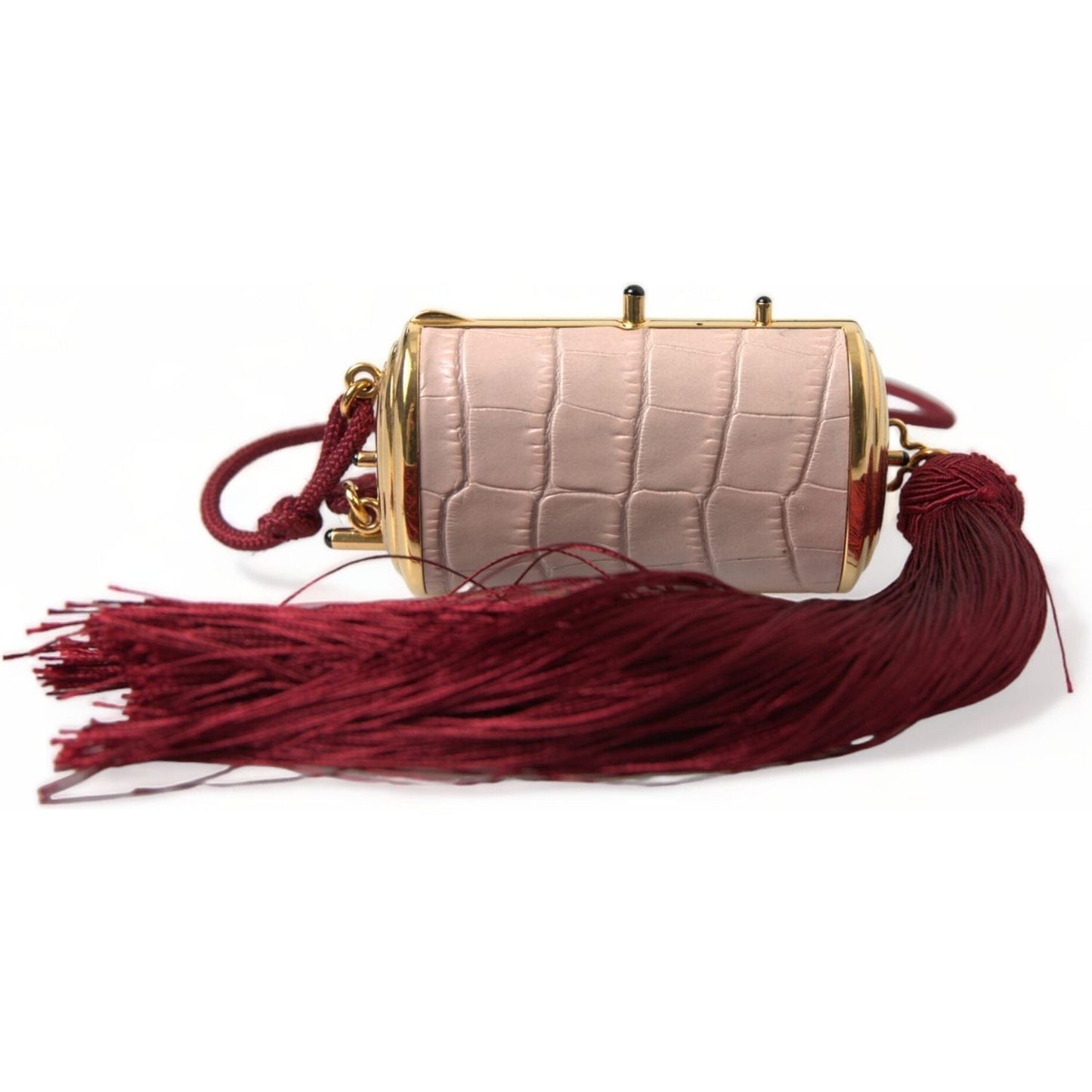 Dolce & Gabbana Exotic Pink Leather Mini Mirror Bag with Tassel Dolce & Gabbana