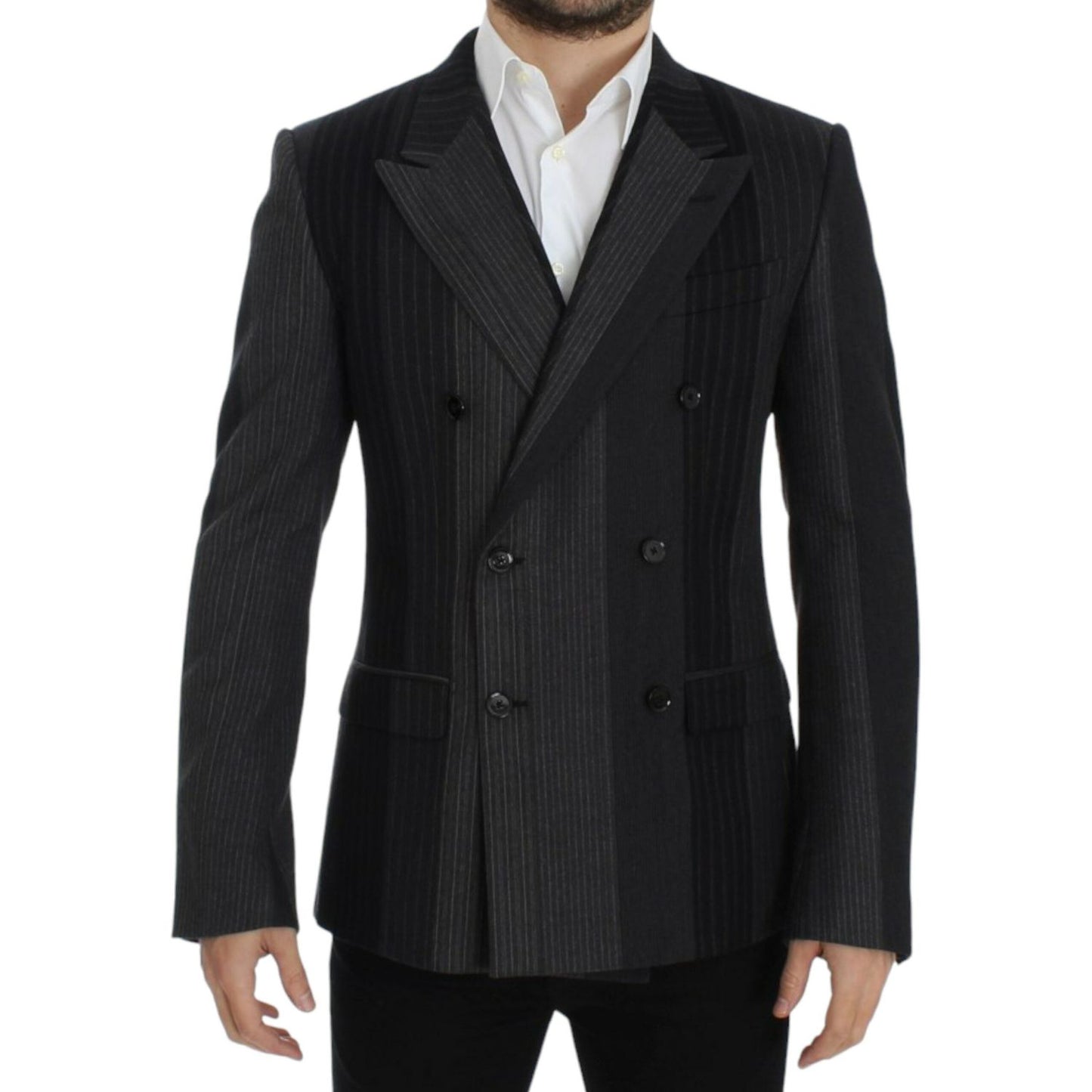 Dolce & Gabbana Gray striped wool stretch blazer