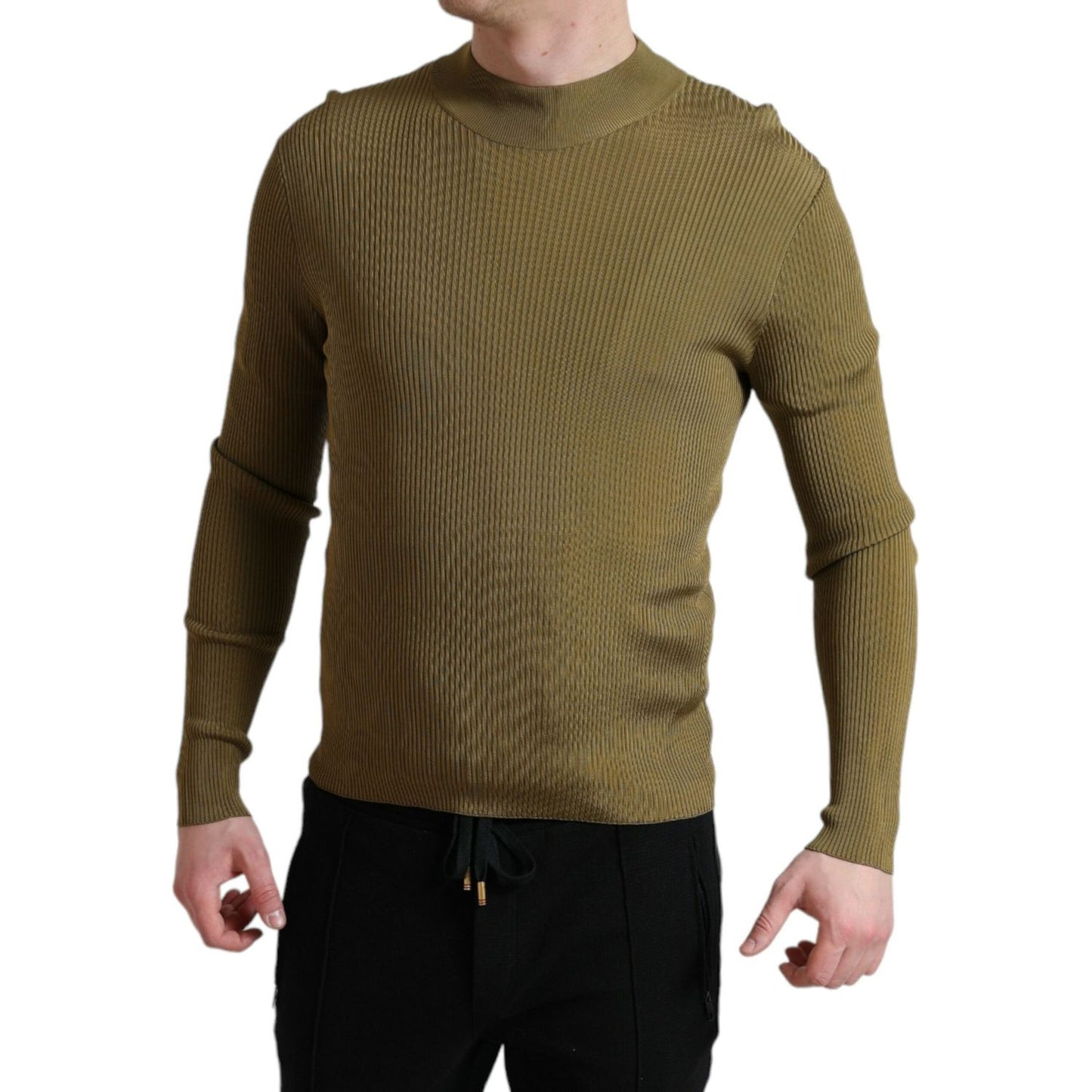 Dolce & Gabbana Army Green Viscose Crewneck Pullover Sweater Dolce & Gabbana