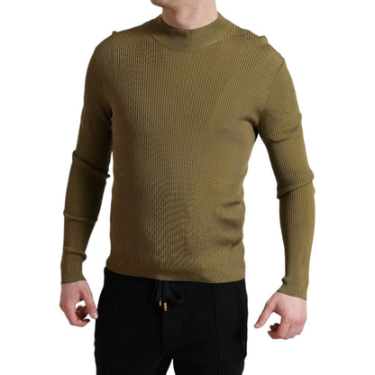 Dolce & Gabbana Army Green Viscose Crewneck Pullover Sweater Dolce & Gabbana