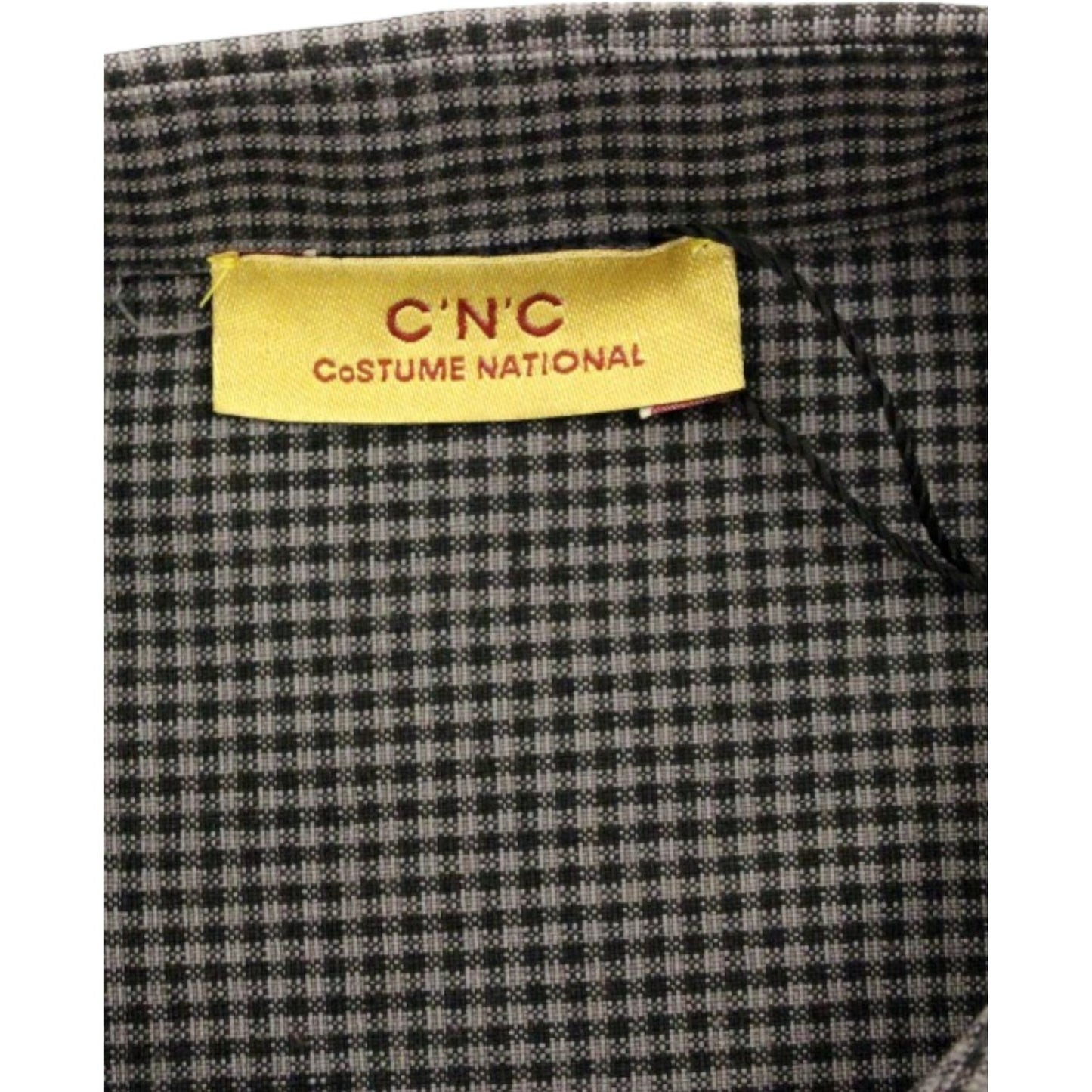 Costume National Chic Gray Checked Casual Linen Blend Shirt Costume National