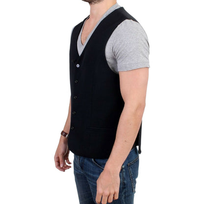 Costume National Black wool blend casual vest 1728,4% Elastane,43% Wool,67345645728,Black,Clothing,Costume National,IT48 | M,Material: 53% Polyester,Men,Men - Clothing,New with tags,Suits & Blazers - Clothing,Vests - Men - Clothing,Waistcoats - Suits & Bl