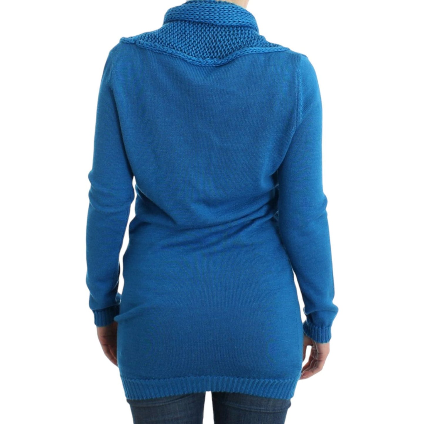 Costume National Chic Blue Scoop Neck Knit Sweater Costume National