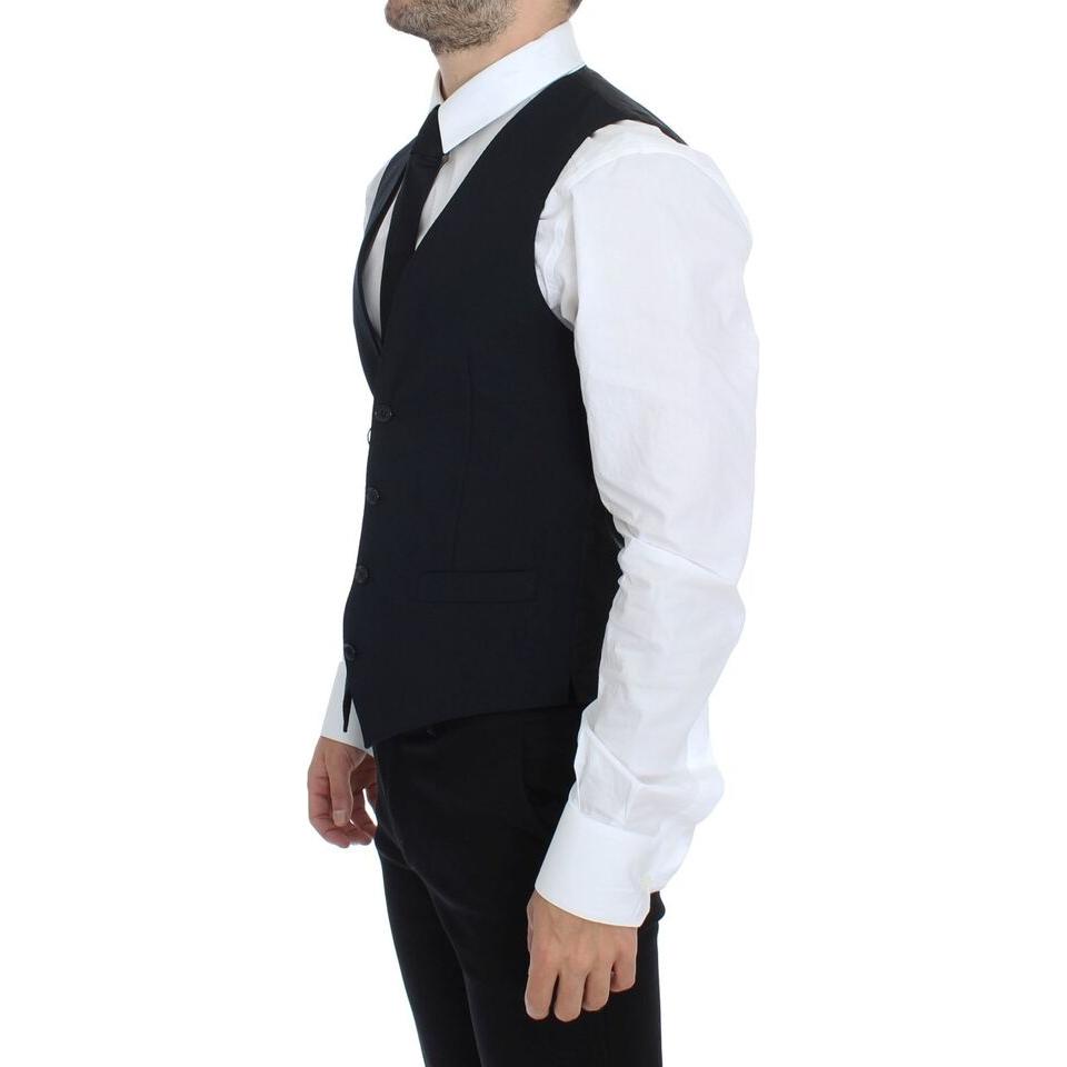 Dolce & Gabbana Elegant Blue Wool Dress Vest Dolce & Gabbana