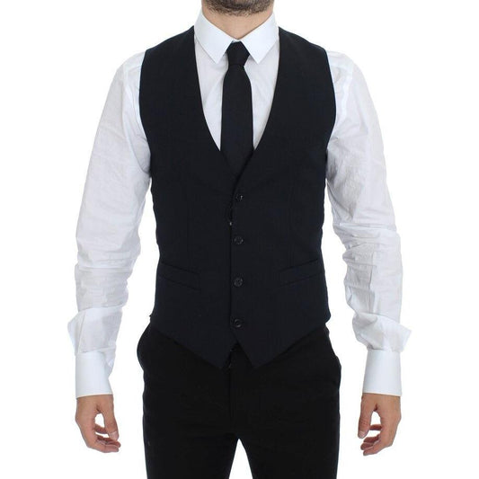 Dolce & Gabbana Blue Wool Formal Dress Vest Gilet