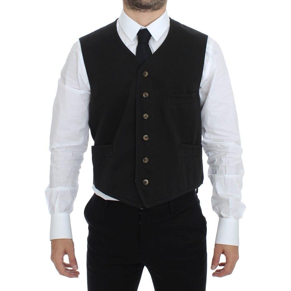 Dolce & Gabbana Elegant Black Cotton Blend Dress Vest Dolce & Gabbana