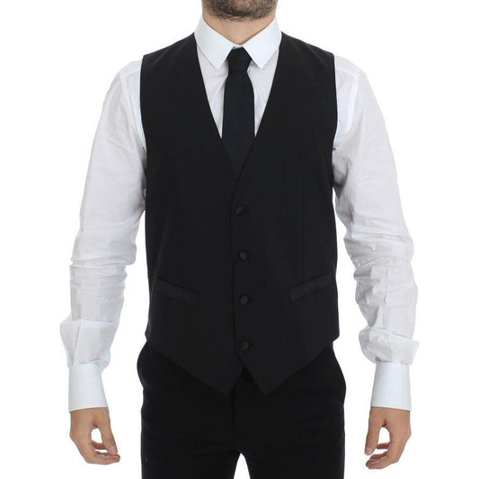Dolce & Gabbana Black Wool Silk Stretch Dress Vest Blazer Dolce & Gabbana