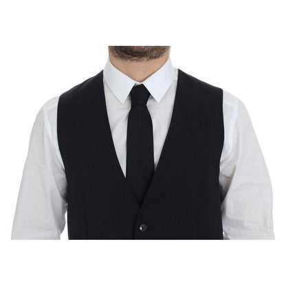 Dolce & Gabbana Gray Striped Wool Silk Dress Vest Gilet