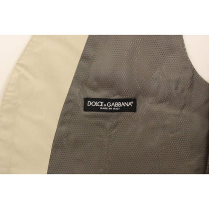 Dolce & Gabbana Beige Cotton Stretch Dress Vest Blazer