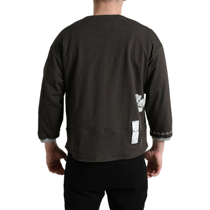 Dolce & Gabbana Dark Gray Cotton Button Down Pullover Sweater Dolce & Gabbana