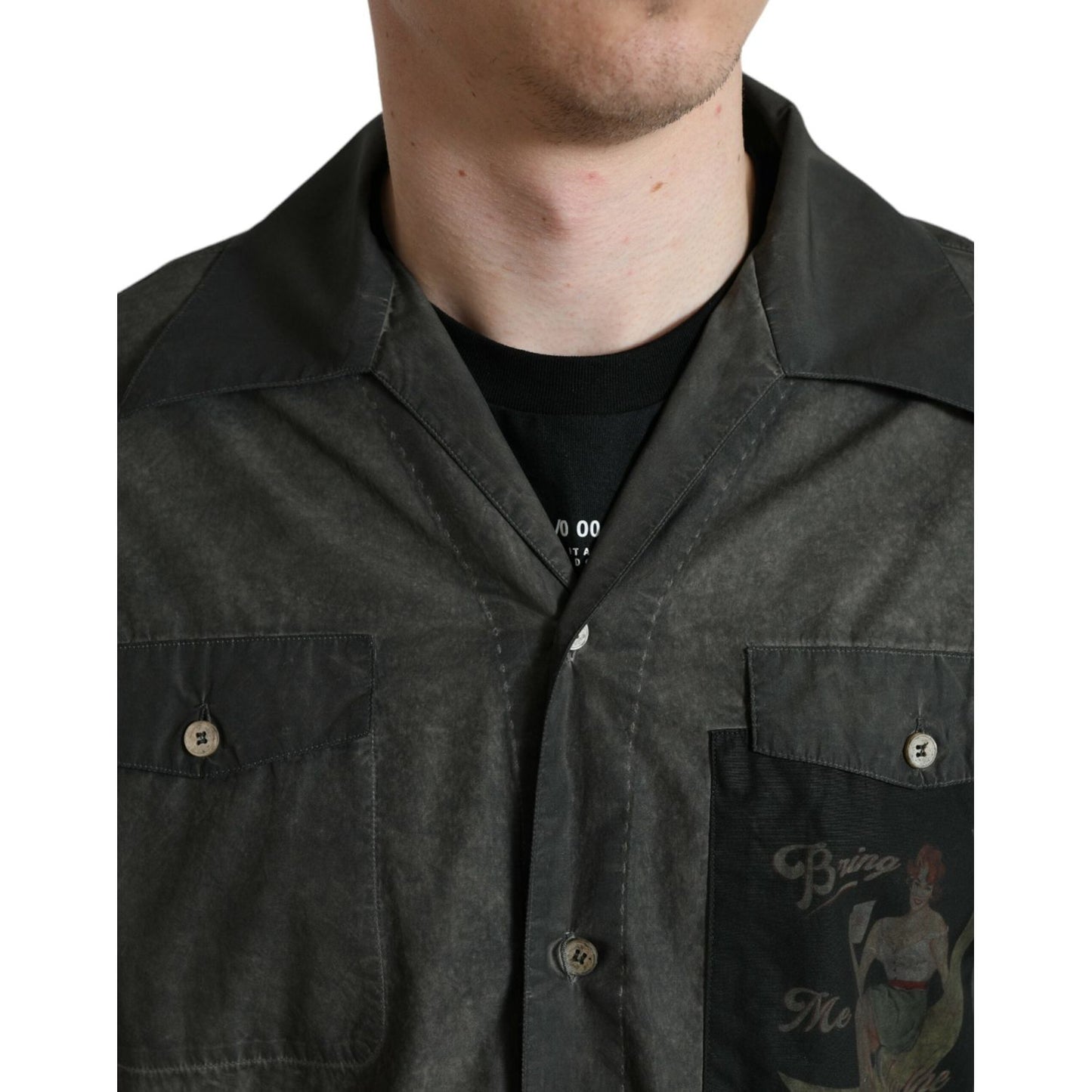 Dolce & Gabbana Elegant Dark Gray Cotton Button-Down Shirt Dolce & Gabbana