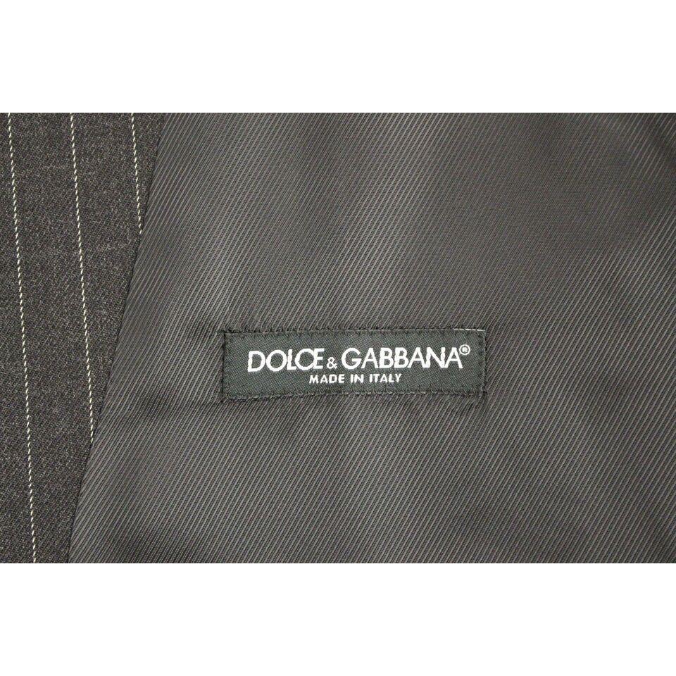 Dolce & Gabbana Elegant Gray Striped Dress Vest Dolce & Gabbana