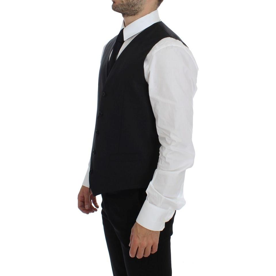 Dolce & Gabbana Elegant Gray Wool Blend Dress Vest Dolce & Gabbana