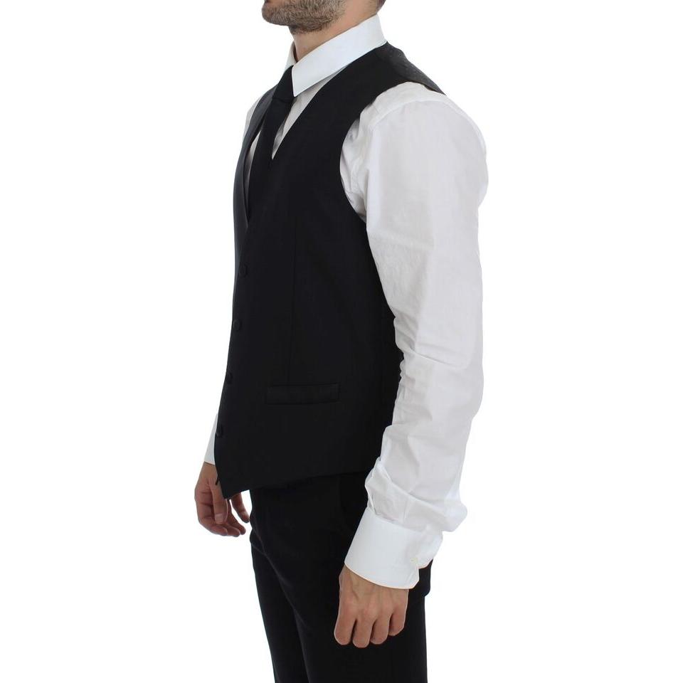 Dolce & Gabbana Elegant Black Wool Silk Dress Vest Dolce & Gabbana