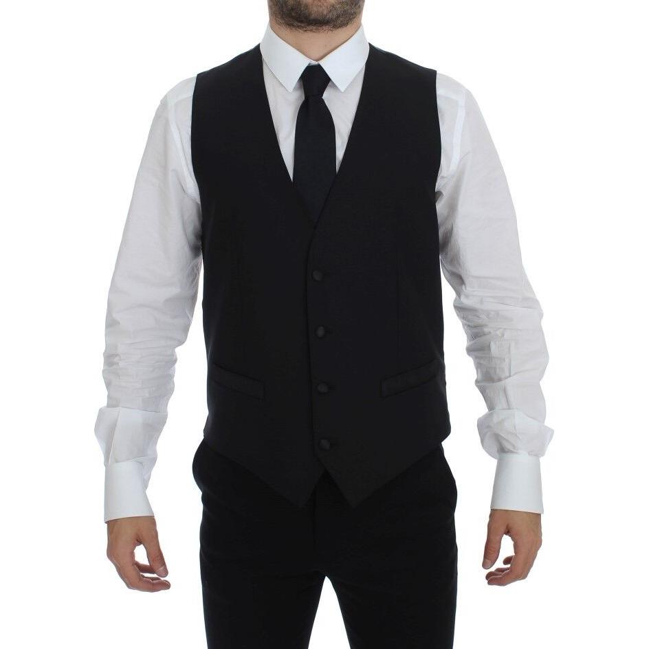 Dolce & Gabbana Elegant Black Wool Silk Dress Vest Dolce & Gabbana