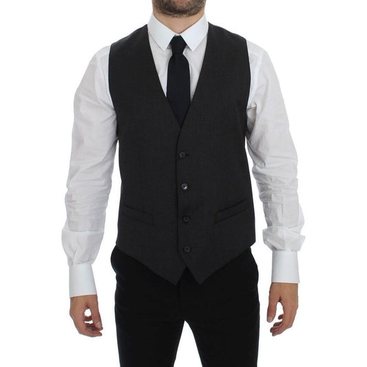 Dolce & Gabbana Gray Wool Formal Dress Vest Gilet Weste