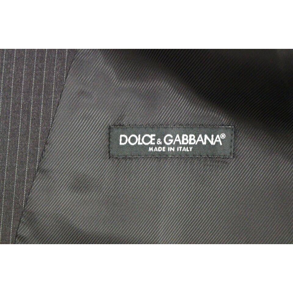 Dolce & Gabbana Elegant Gray Striped Dress Vest Dolce & Gabbana