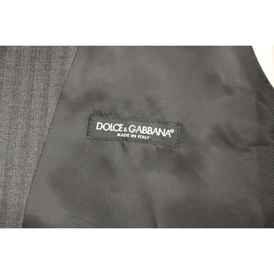 Dolce & Gabbana Elegant Gray Striped Wool Dress Vest Dolce & Gabbana