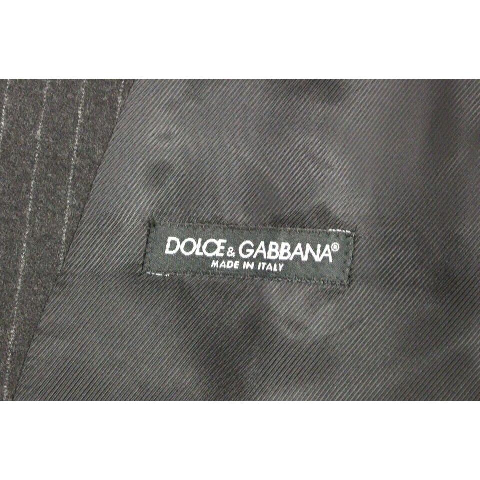 Dolce & Gabbana Elegant Gray Striped Wool Dress Vest Dolce & Gabbana