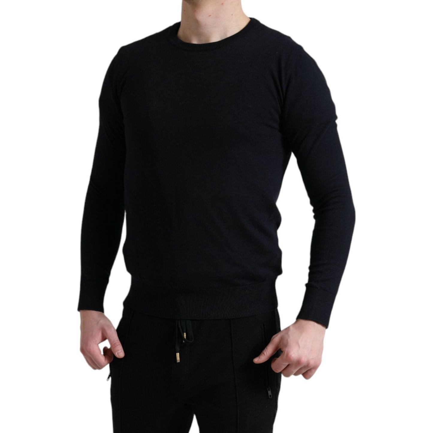 Dolce & Gabbana Elegant Blue Cotton Pullover Sweater Dolce & Gabbana