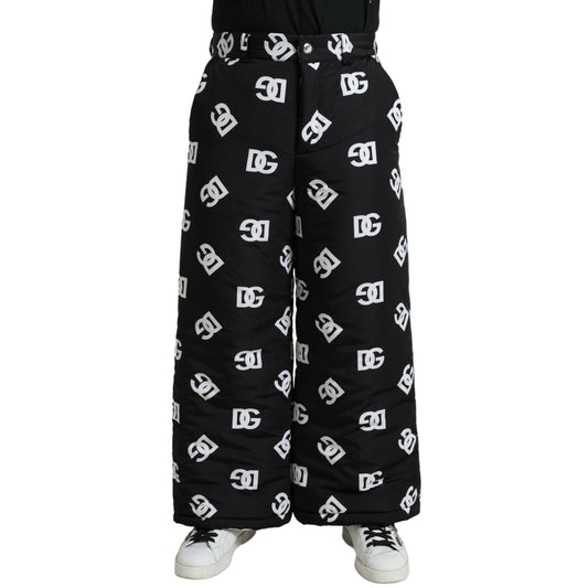 Dolce & Gabbana Black Logo DG Print Wide Leg Pants