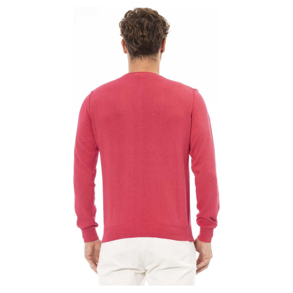 Baldinini Trend Red Cotton Men Sweater Baldinini Trend