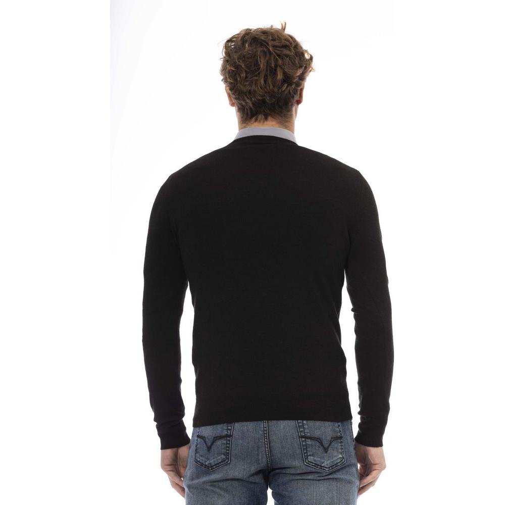 Baldinini Trend Black Wool Men Sweater Baldinini Trend