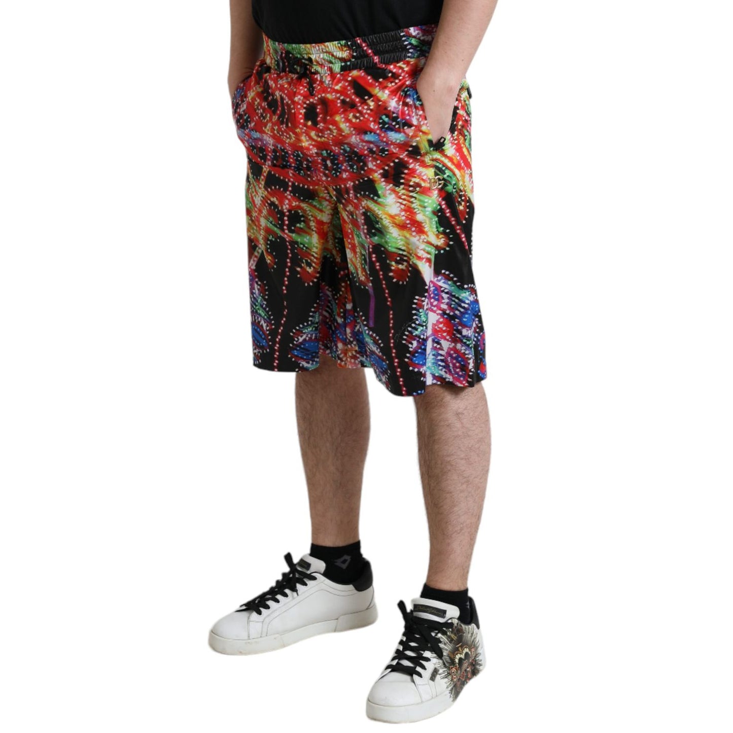 Dolce & Gabbana Multicolor Luminarie Print Men Bermuda Shorts 1728,67345645728,Bermuda - Shorts - Clothing,Clothing,Dolce & Gabbana,IT44 | XS,IT46 | S,IT52 | XL,Material: 100% Polyester,Men,Men - Clothing,Multicolor,New with tags,Shorts - Clothing,Shorts