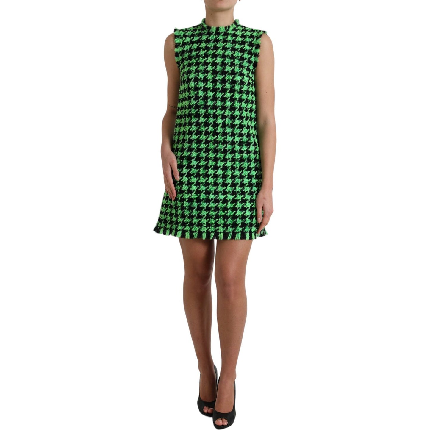 Dolce & Gabbana Elegant Houndstooth Knitted Mini Dress Dolce & Gabbana