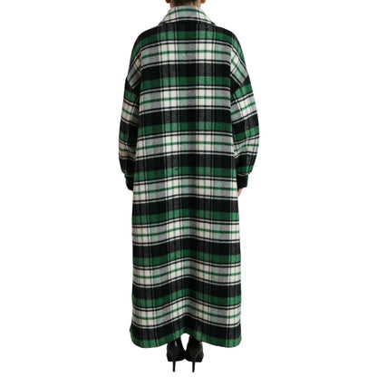 Dolce & Gabbana Green Plaid Long Sleeve Casual Coat Jacket