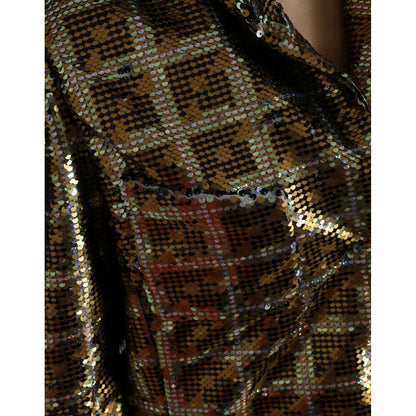 Dolce & Gabbana Multicolor Polyester Sequined Cropped Jacket 1728,67345645728,Bombers - Jackets & Coats - Clothing,Clothing,Dolce & Gabbana,IT40|S,Jackets & Coats - Clothing,Jackets & Coats - Women - Clothing,Material: 100% Polyester,Multicolor,New with t